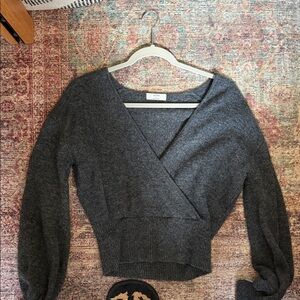 Aritzia Gray Wrap Sweater